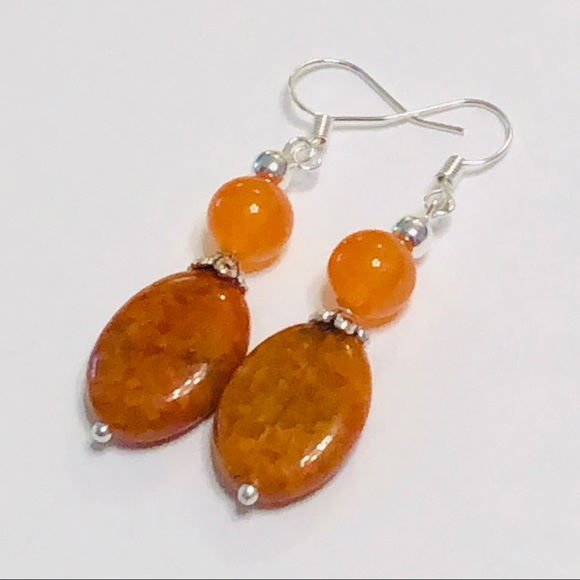 JK Designs Jewelry - Spicy Orange Chrysocolla & Agate Earrings